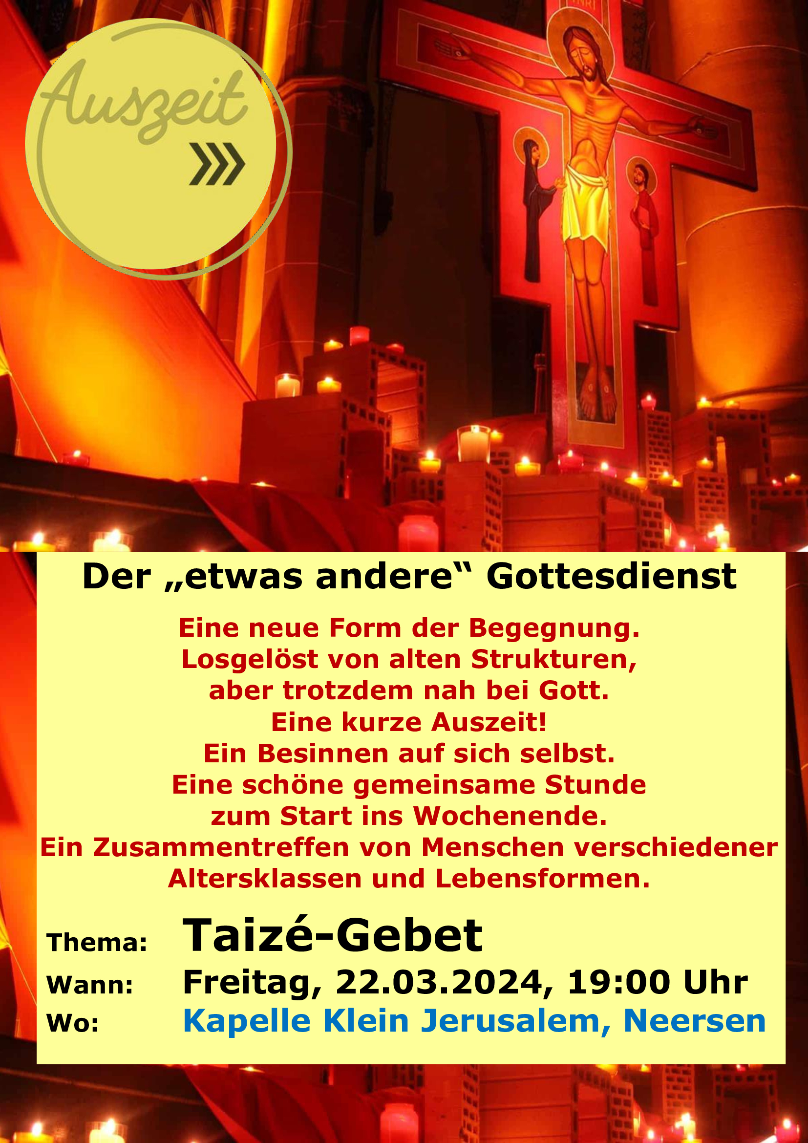 34-B-Auszeit-Plakat-März-2024-Klein-Jeruselm-Taizé (c) Maria Wefers