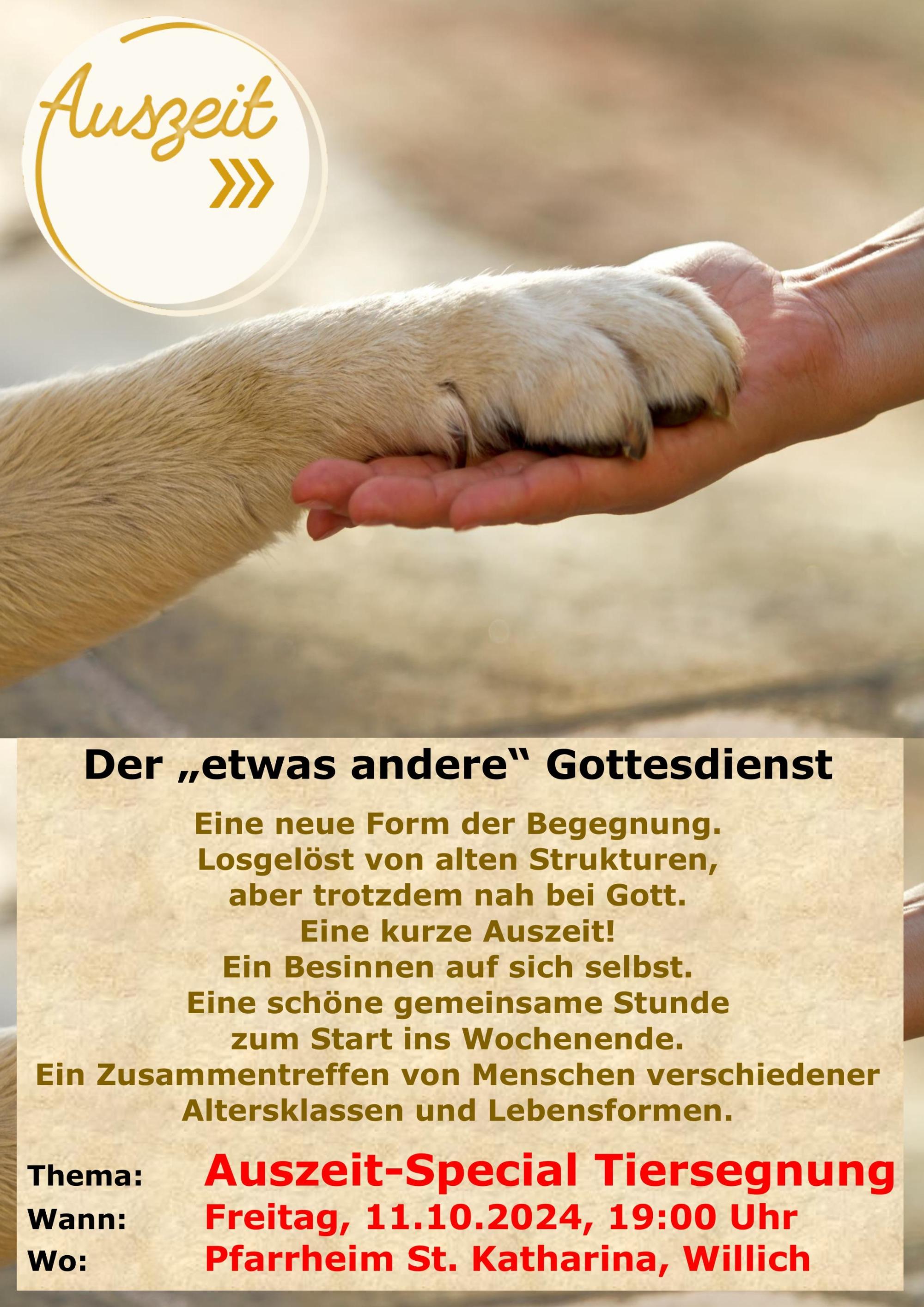 39-Auszeit-Plakat Oktober 2024-Auszeit-Special Tiersegnung