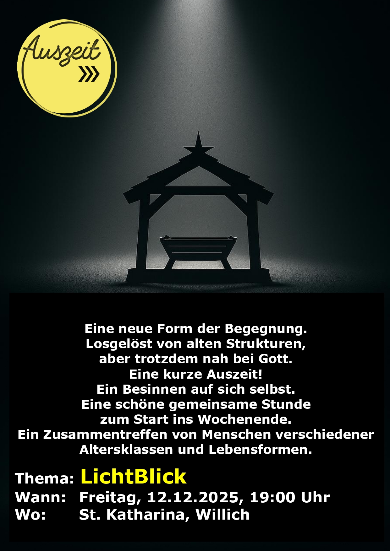 52-Auszeit-Plakat Dezember 2025_LichtBlick (c) Maria Wefers