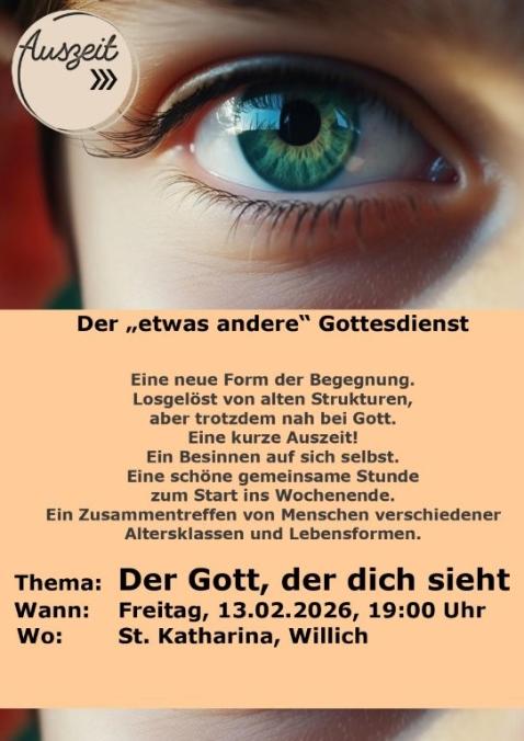 54-Auszeit-Plakat Januar 2026-Auszeit-Der Gott, der dich sieht (c) Maria Wefers