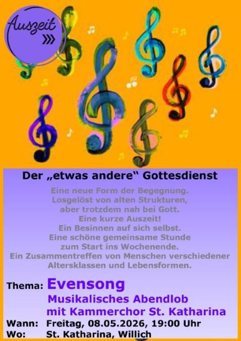 57-Auszeit-Plakat Mai 2026-Evensong (c) Maria Wefers